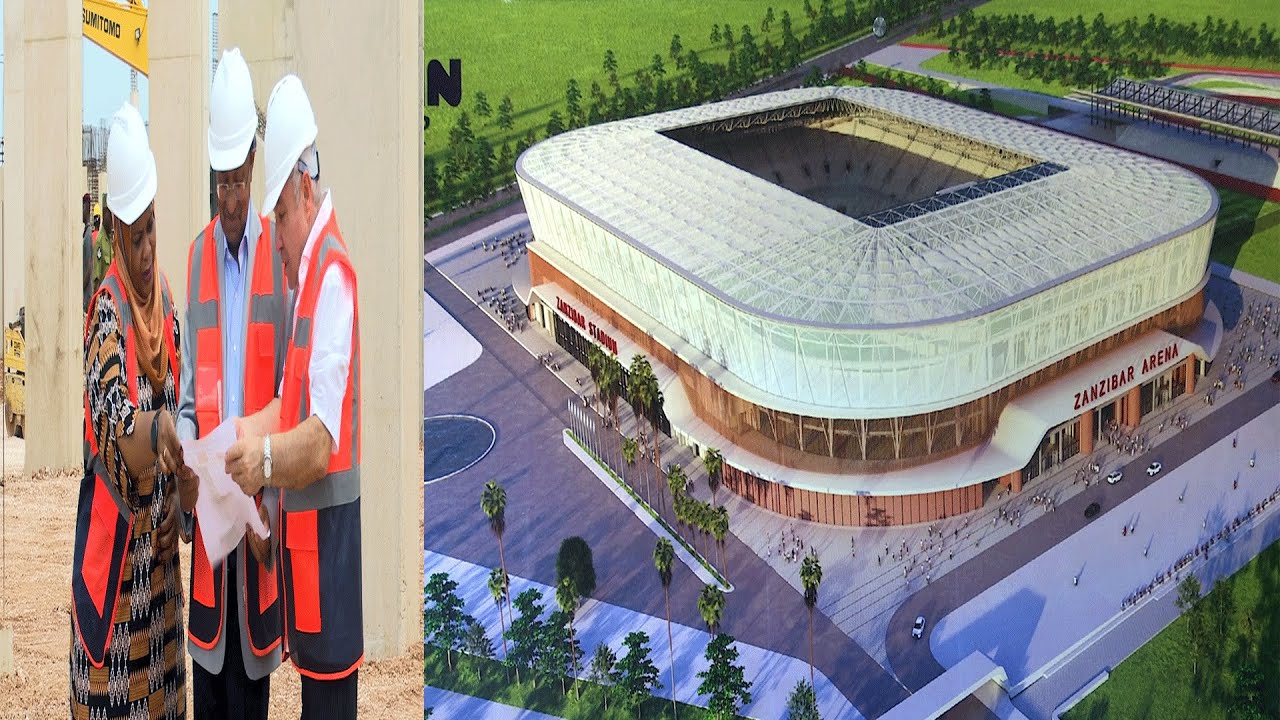 DKT. MWINYI ATEMBELEA MRADI WA UWANJA WA AFCON FUMBA