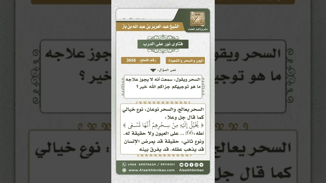 3656 - أنواع السحر ووسائل علاجه - نور على الدرب