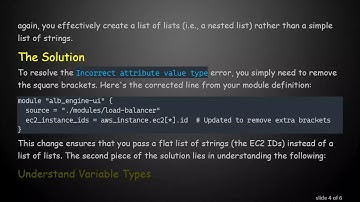 Resolving Incorrect attribute value type Error in Terraform When Passing EC2 Instance IDs