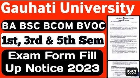 Guwahati University form fill up 2023 | GU 1st, 3rd & 5th Semester Online Form Fill Up.GU New update