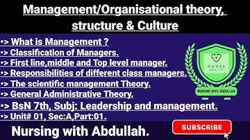 Management/Organizational theory structure & Culture in urdu| Bsn 7th Semester,Unit#1,sec#A,Part#1|