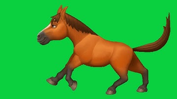 Horse running animated UHD green screen video.