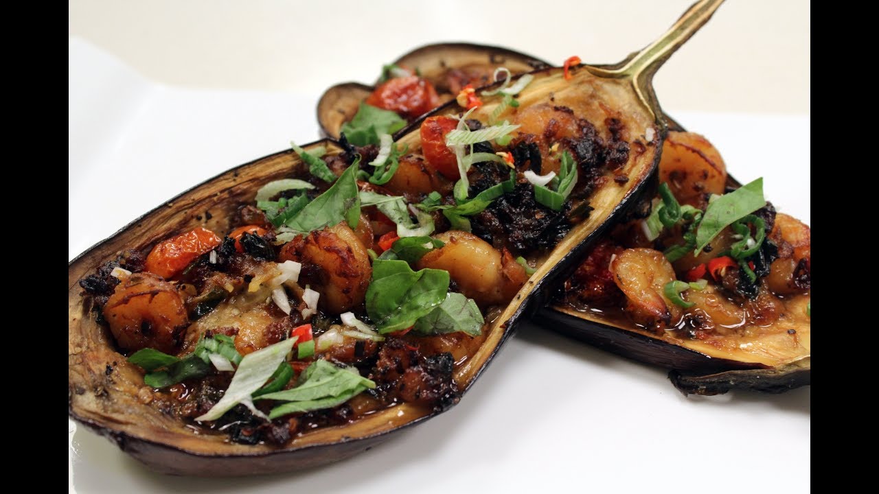 Prawns Stuffed Aubergine