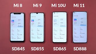 Mi 11 VS Mi 10 Ultra VS Mi 9 VS Mi 8 - SD845 VS SD855 VS SD865 VS SD888 || SPEED COMPARISON screenshot 1
