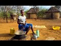 African village lifecooking village breakfast using goats milk