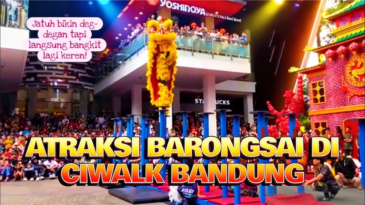 Atraksi Barongsai Long Qing di Ciwalk Bandung Bikin Deg-degan! Jatuh Lalu Bangkit Keren!