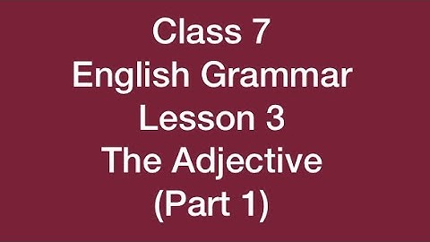 Class 7 | chapter 3 | English Grammar | The Adjectives | Part 1