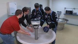 Milwaukee Admirals Demonstrate How to Use Bradley Washfountain