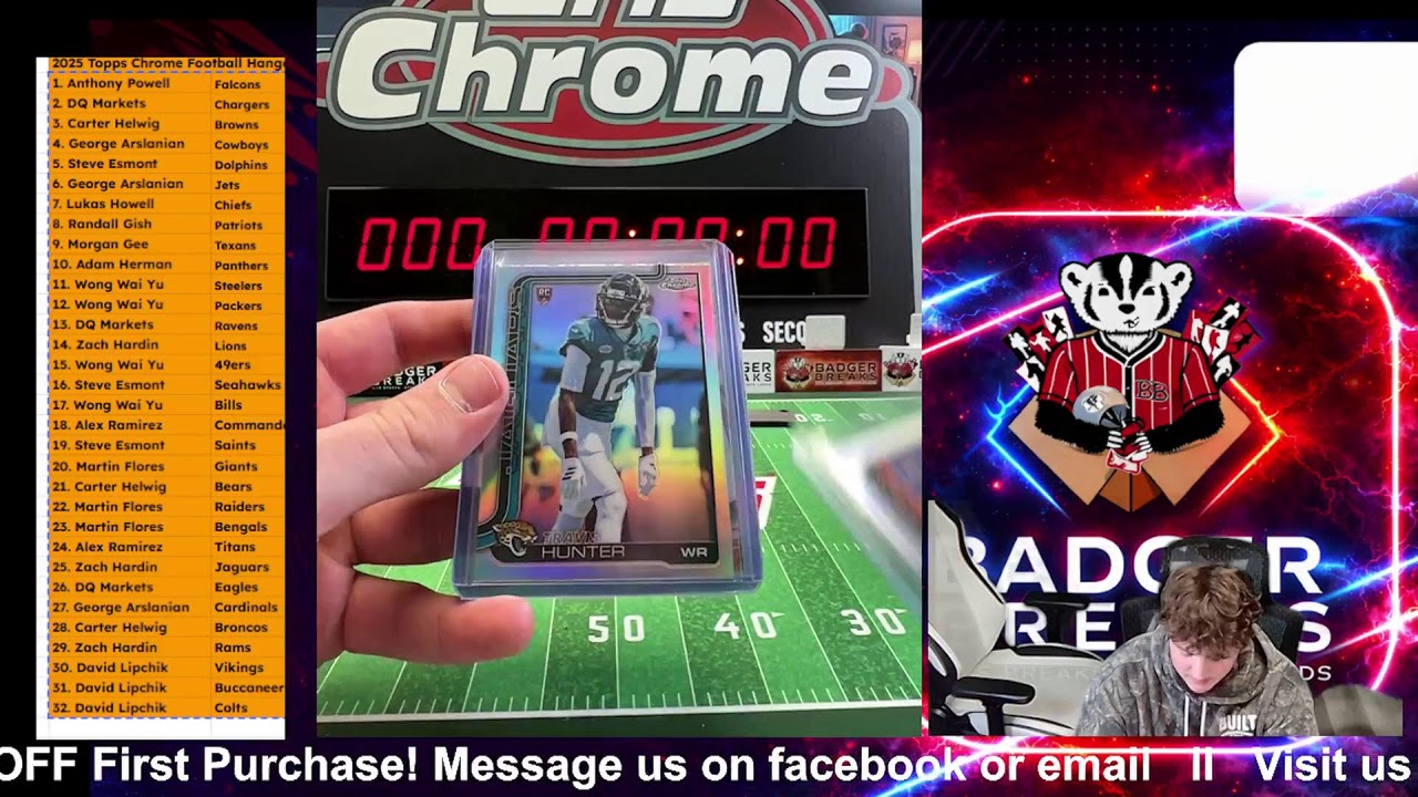 2025 Topps Chrome Football Hanger Boxes x20 Random Teams