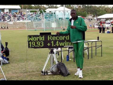 The Start of a Legend - 17yr old Usain Bolt (19.93- 200m) World Junior Record