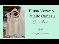 BLUSA DE VERANO Tejida a Crochet // Blusa sin Mangas // Cuello Canesu // Todas las tallas