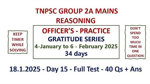 TNPSC GROUP 2A MAINS REASONING GRATITUDE SERIES - DAY 15 - 40 Qs + Ans. PDF link in Comment Section