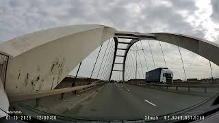 Real-Time Dash Cam Drive Through Central Newport via A4042, Usk Way, A48 Bridge to Retail Park