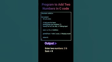 Program to Add Two Numbers in C language #coding #ccoding #ccode #shorts #short #program #code