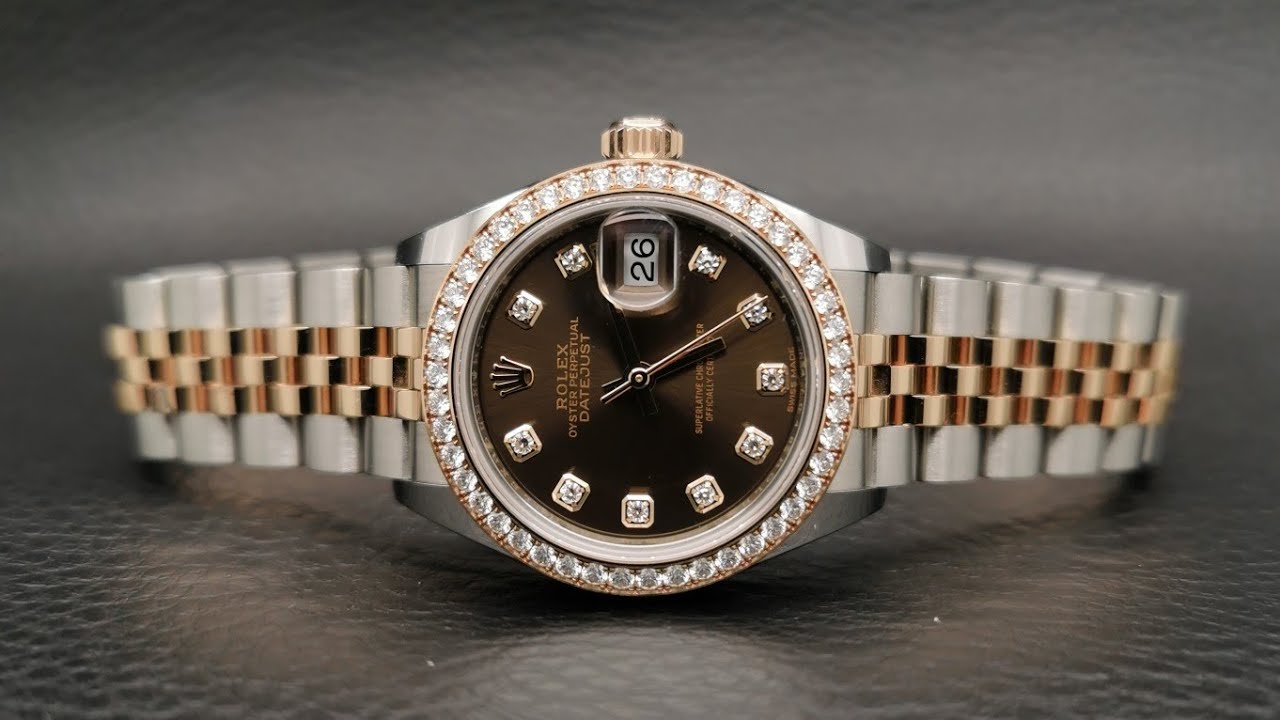 Pre-Owned Rolex Oyster Perpetual Datejust 28 mm Everose Rolesor Choco Dial 279381RBR