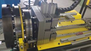 16 Fully Automatic Thin walled copper pipe cutting and duble countuersieking machine for cable lugs.