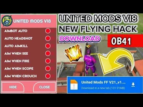 Direct download United Mods V5, Free Fire New Hack Mod Menu United Mods  V5, Ob31 Update, AutoHeadshot Hack, Rank Work