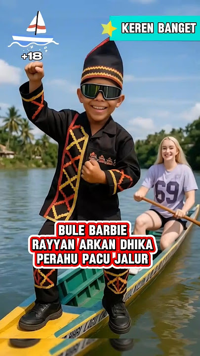 Bule Barbie & Rayyan Dhika Ride the Pacu Jalur Boat #bulebarbie #pacujalurviral #shorts