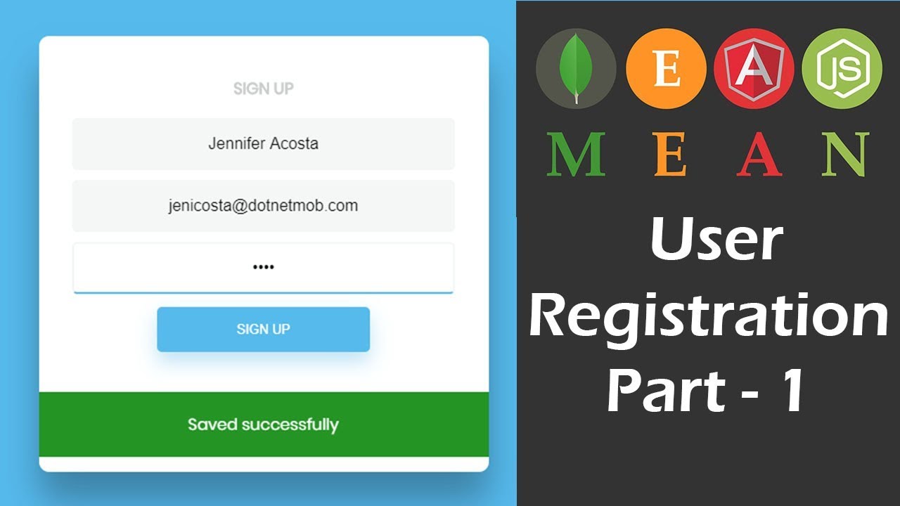 mean stack สอน  New Update  MEAN Stack User Registration Using Node JS - Part 1