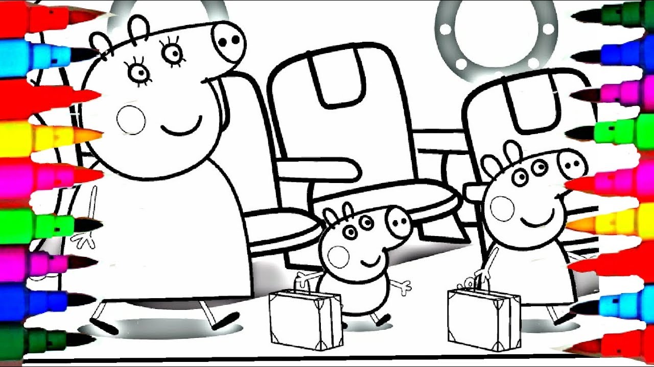 Coloring Book Peppa Pig and Family on Holiday Trip ...