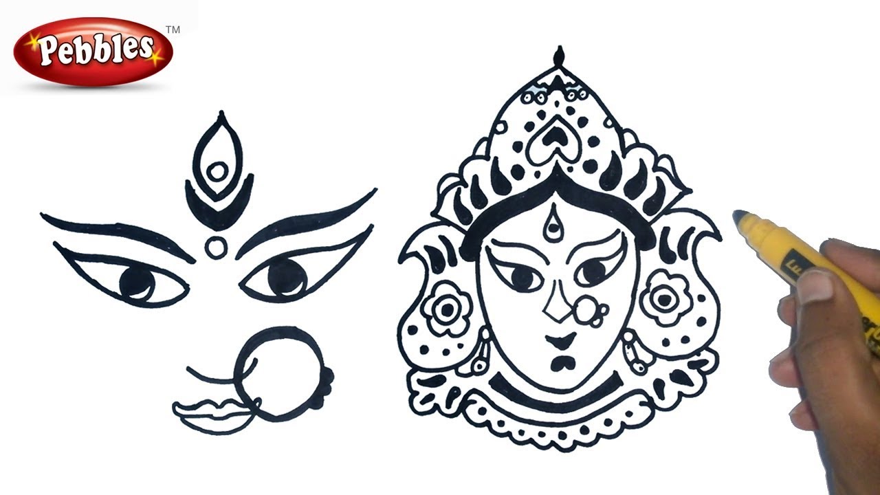 How to Draw durga maa | Easy Durga Drawing | Durga Puja Drawing for