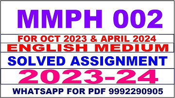 mmph 2 solved assignment 2023-24 | mmph 2 solved assignment in english 2024 | mmph 2 2024