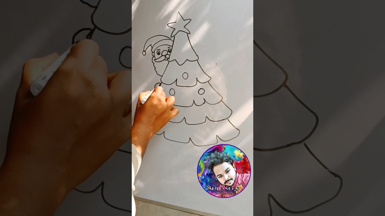 christmas tree drawing | santa claus drawing🌲❄️☃️🤶🧑‍🎄🎁🔔🎄🎅🎨