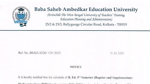 BED 3RD SEMESTER 2021-2023 EXAM ROUTINE/WBUTTEPA/BSAEU #wbuttepa #bed3rdsemester #wbuttepabed
