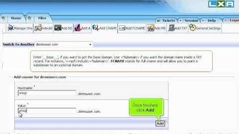 How to add a cname in LxAdmin
