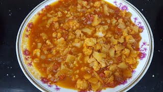 Cauliflower with tomato مرق القرنبيط بطريقه صحيه وسريعه