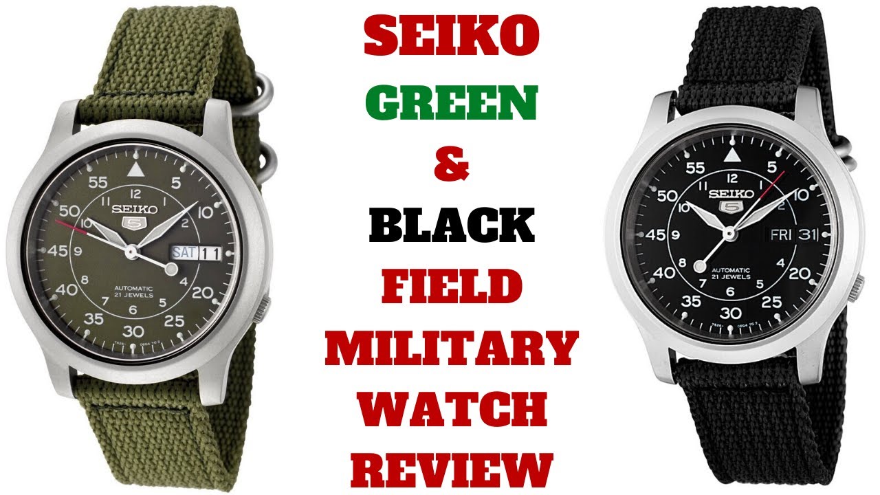 Seiko5 Green & Black Field Military Watch Review SNK805, SNK809 (Seiko) -  YouTube