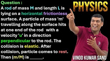 A rod of mass M and length L is lying on a horizontal frictionless surface  A particle of mass 