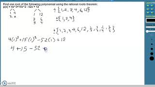 Using the rational roots theorem to find one root of a cubic polynomial example 2