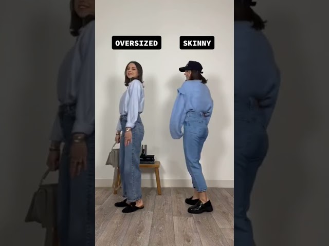 👖🔥Oversized Jeans To Skinny Jeans | Jeans Hacks For Girls! #shorts class=
