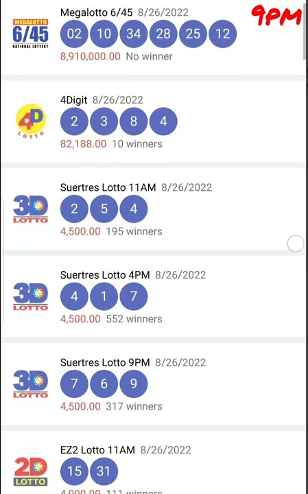 Lotto results 9pm Aug 26, 2022
