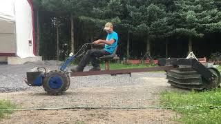 1000 lb crimper roller pulled by batteryelectric BCS tractor