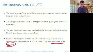 3.6 – Complex Numbers, and Algebraic Numbers
