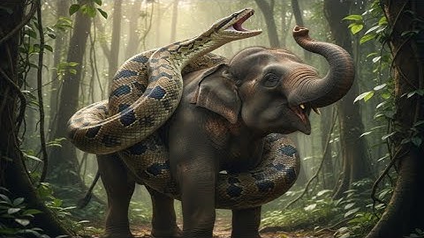 Giant Snake Wrapping an Elephant in Amazon Rainforest!"