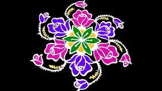 Sankarthi Chukkala Muggulu (9×5) Dot's.. Easy rose flowers rangoli || New 2020 Rangoli Designs Sankarthi Chukkala Muggulu (9×5) Dot's.. Easy rose flowers rangoli || New 2020 Rangoli Designs