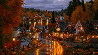 Evening Falls Over Vermont in Autumn 🍂 Deep & Calm Jazz, Cozy Lakeside Café to Slow Down & Reflect ☕