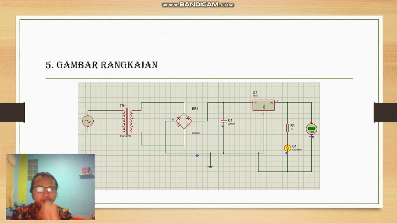 Gambar simulasi rangkaian catu daya dengan regulator tegangan