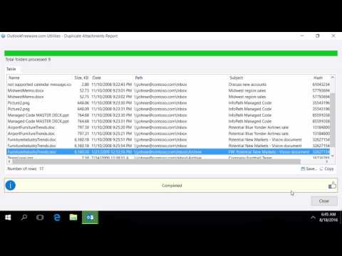 Report on Duplicate Attachments in Outlook