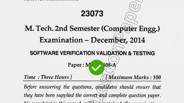 2014 Mdu MTech CSE 2nd Sem Reappear Software Verification Validation & Testing Question Paper