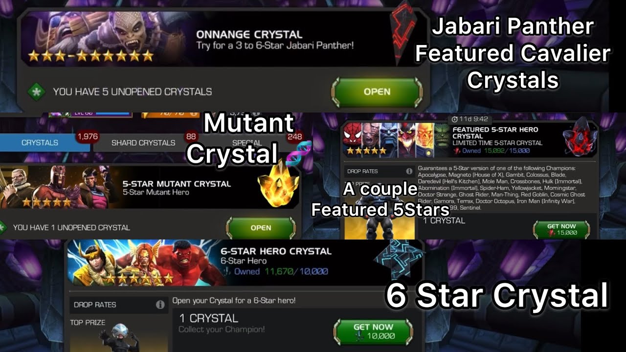 Big Crystal Opening! 6 Star - Featured 5 Stars - Jabari Panther Cavalier Crystals ! MCOC
