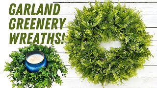 How to make 2 different greenery wreaths with garland! Easy wreath DIY tutorial