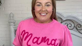 Haptics Take A Bow Pink "Mama" Embroidery Puff Sleeve Sweater Top From Ruby Idol #fashion