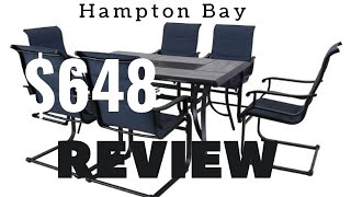 Hampton Bay Slateford 7-Piece Steel Padded Sling Patio Dining Set in Midnight Blue (Review)