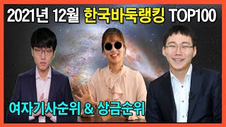 2021년12월 한국바둑랭킹 프로기사순위 TOP100 여자기사순위 & 프로바둑기사 상금순위 (BGM 이문세 