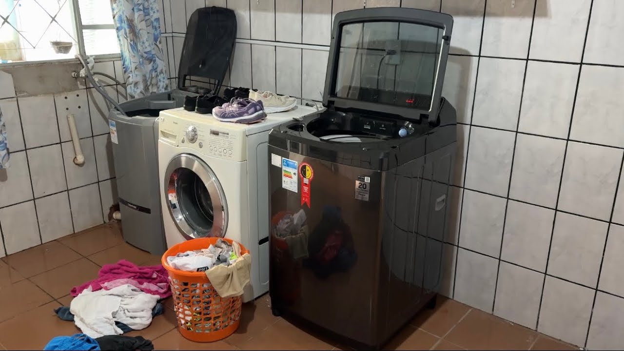 Lavanderia em funcionamento 🧺🫧/ 3 lavadoras em funcionamento 
