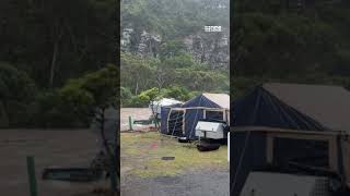 Caravan washes away in flash floods at Cumberland River Holiday Park in Victoria